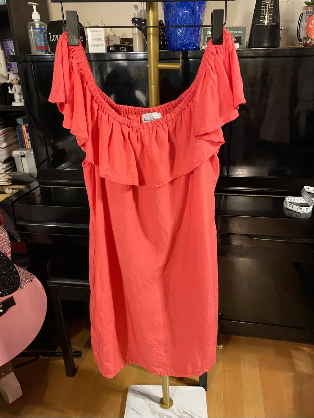 Tommy Bahama Coral Off-Shoulder Ruffle Shift Dress